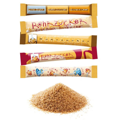 Hellma Nádcukor Stick 500 db, egyenként 4 g barna cukor – 2 kg-os tárolódoboz – egyedi cukorstickek kávéhoz, teához
