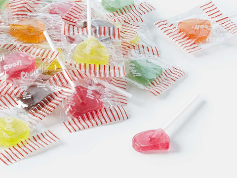 Cool Szívecskés nyalóka, 200 darab, 1 kg-os zacskóban, lapos, szív alakú nyalókák