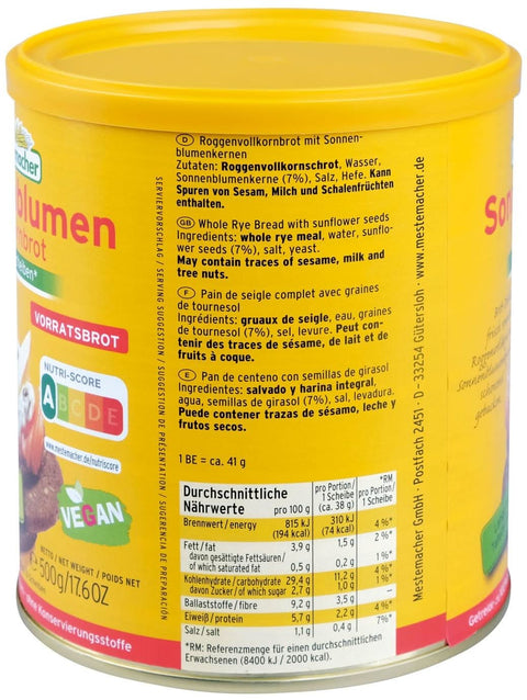 Mestemacher Napraforgós teljes kiőrlésű kenyér 12 x 500g
