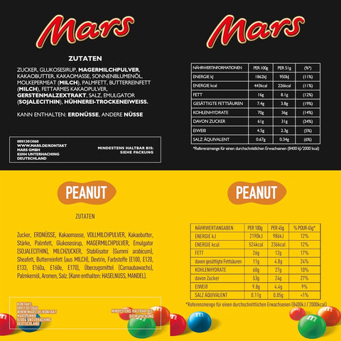 Mars, Snickers, Balisto és egyéb vegyes csokiszelet válogatás, dobozban, 72 szelet (1 x 3,8 kg)
