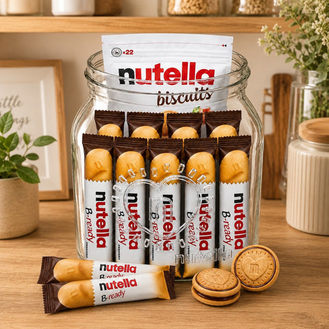 Nutella ajándéküveg B-ready-vel és keksszel – 31 snack az üvegben – 502g