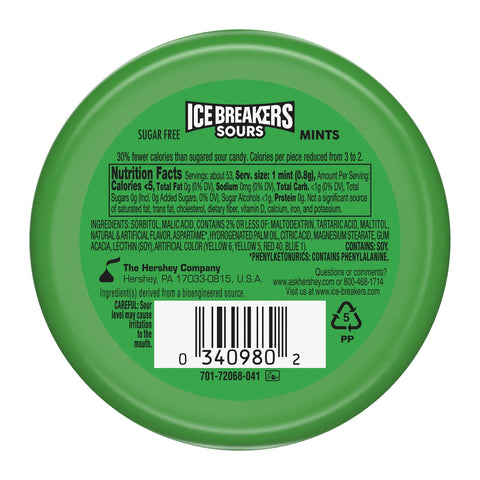 Ice Breakers Sours zöld alma-dinnye-mandarin cukormentes 42g