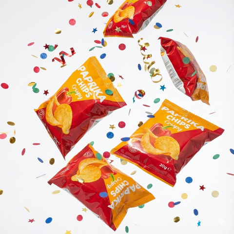 Paprikás chips farsangi szórásra – 40×20 g-os mini chips, egyedileg csomagolva
