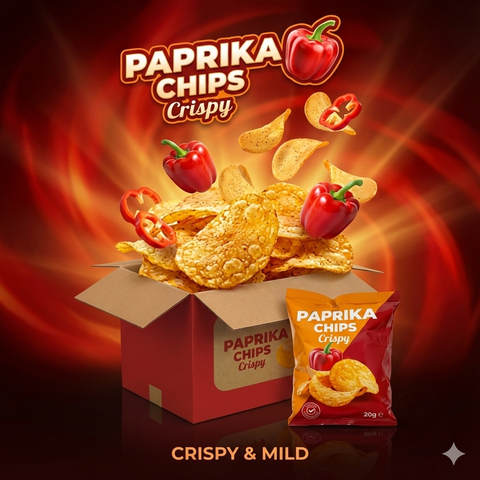 Paprikás chips farsangi szórásra – 40×20 g-os mini chips, egyedileg csomagolva