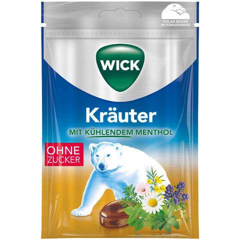 Wick Cukormentes Gyógynövényes Cukorka 72g